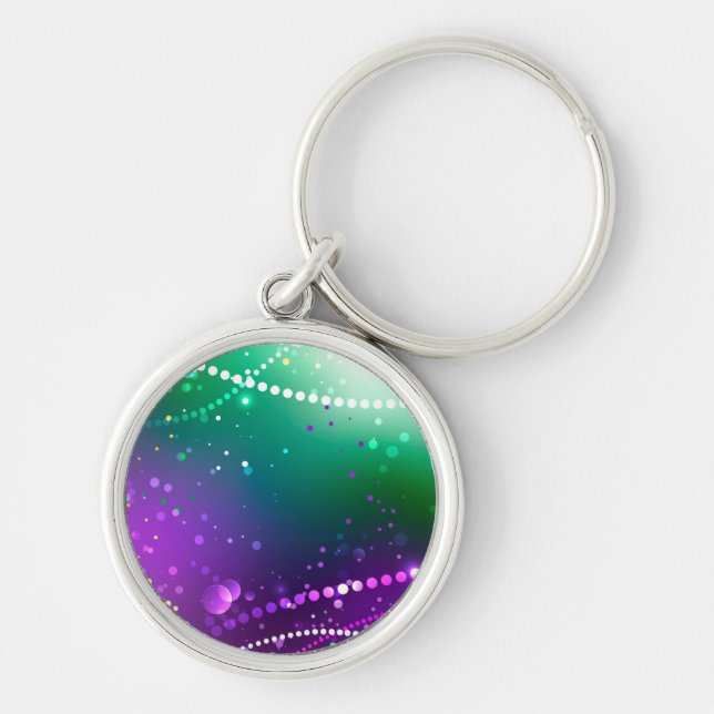 Mardi Gras Festive Purple Background Keychain (Front)