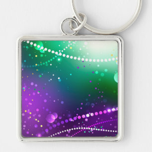 Mardi Gras Festive Purple Background Keychain