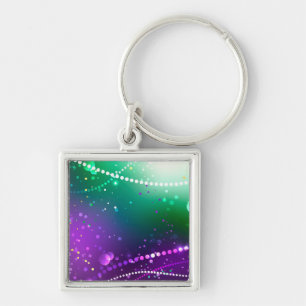 Mardi Gras Festive Purple Background Keychain