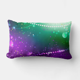 Mardi Gras Festive Purple Background Lumbar Pillow