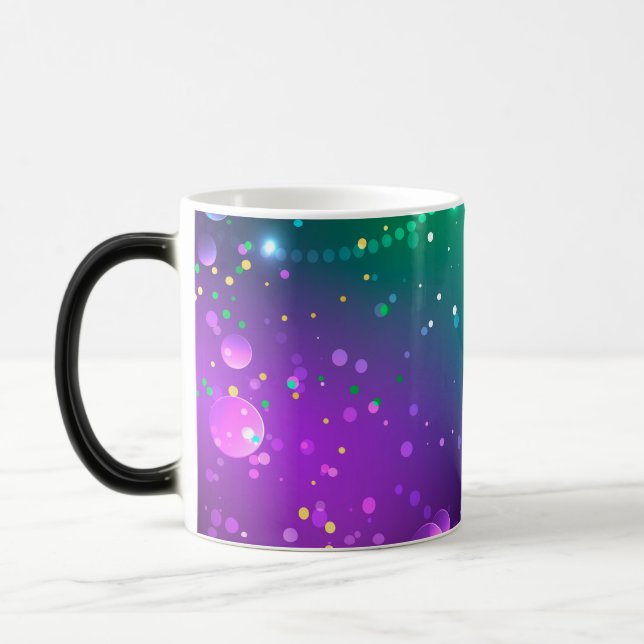 Mardi Gras Festive Purple Background Magic Mug (Left)