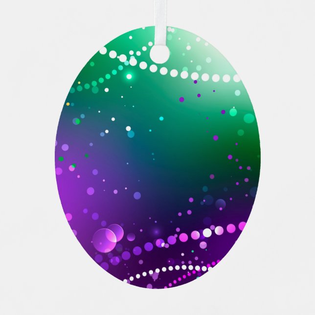 Mardi Gras Festive Purple Background Metal Ornament (Front)