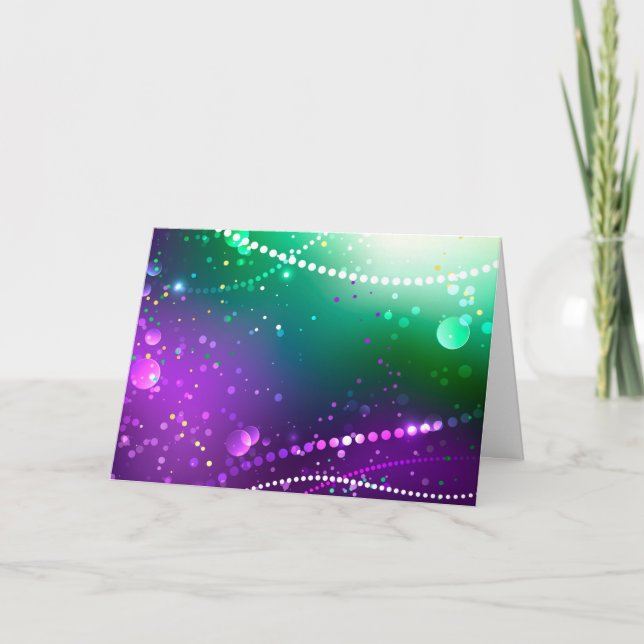Mardi Gras Festive Purple Background Note Card (Front)