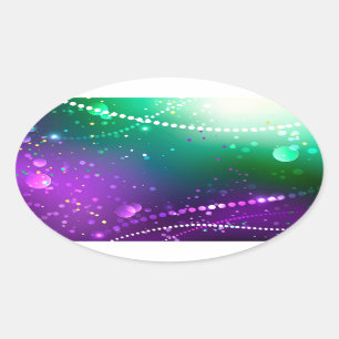 Mardi Gras Festive Purple Background Oval Sticker