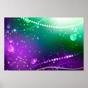Mardi Gras Festive Purple Background Poster