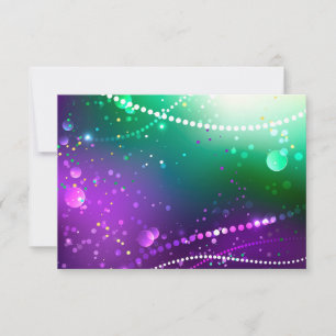 Mardi Gras Festive Purple Background RSVP Card