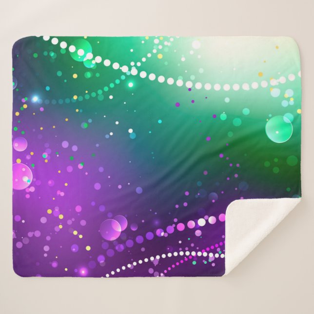 Mardi Gras Festive Purple Background Sherpa Blanket (Front (Horizontal))