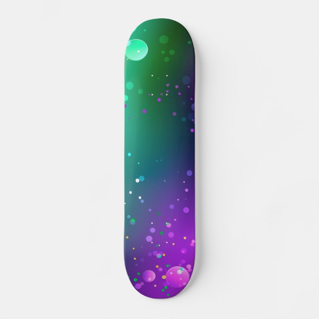 Mardi Gras Festive Purple Background Skateboard (Front)