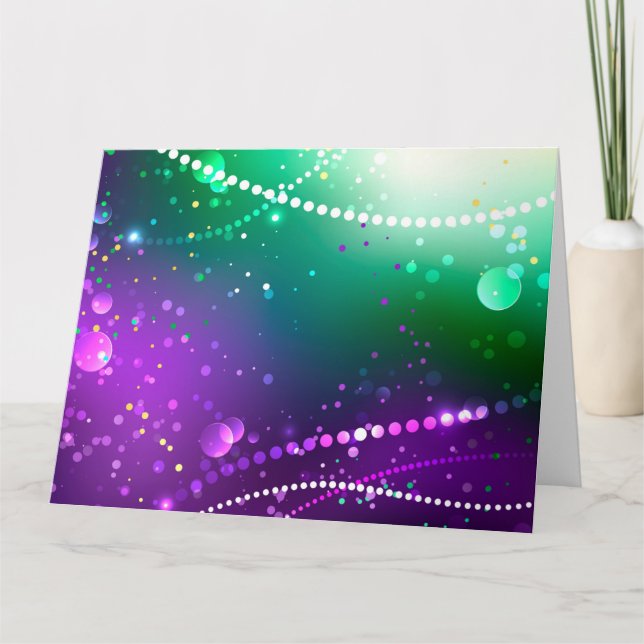 Mardi Gras Festive Purple Background Thank You Card (Front)