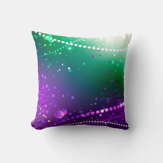 Mardi Gras Festive Purple Background Throw Pillow (Front)