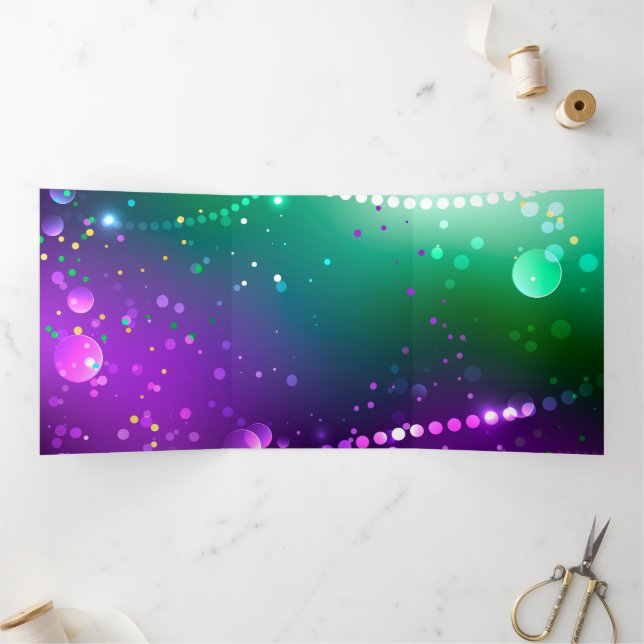 Mardi Gras Festive Purple Background Tri-Fold Programme (Inside)