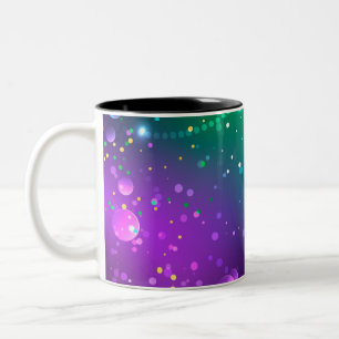 Mardi Gras Festive Purple Background Two-Tone Coffee Mug