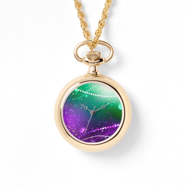 Mardi Gras Festive Purple Background Watch (Front)