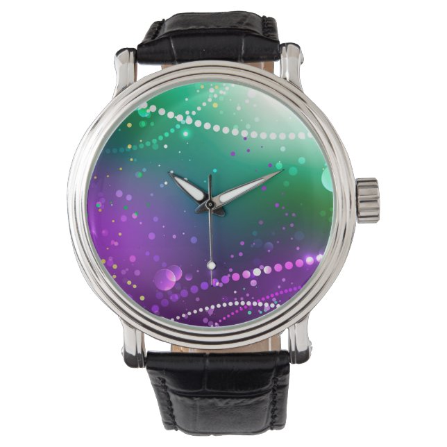Mardi Gras Festive Purple Background Watch (Front)