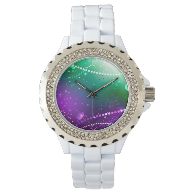 Mardi Gras Festive Purple Background Watch (Front)