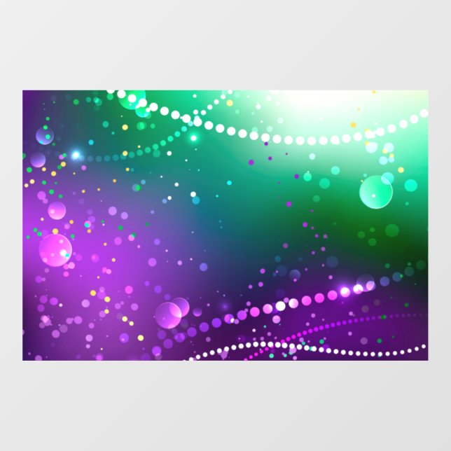 Mardi Gras Festive Purple Background Window Cling (Sheet)