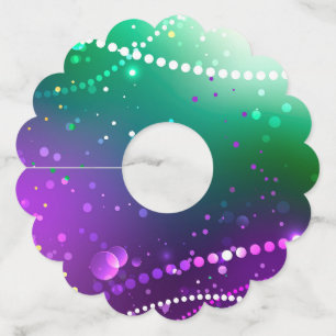 Mardi Gras Festive Purple Background Wine Glass Tag