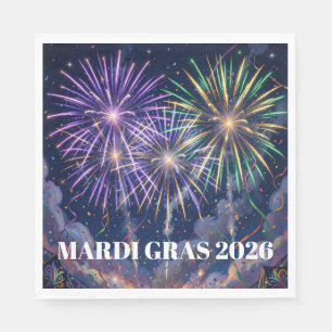 Mardi Gras Fireworks Personalize Party Napkin