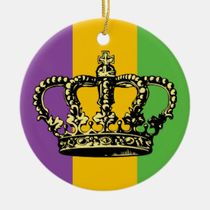 Mardi Gras Flag Crown Ceramic Ornament
