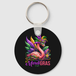 Mardi Gras Flamingo Hawaiian Tropical Party Men Wo Keychain
