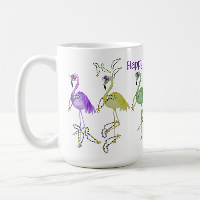 Mardi Gras flamingos party Coffee Mug (Left)