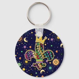 Mardi Gras Fleur Celebrate Keychain