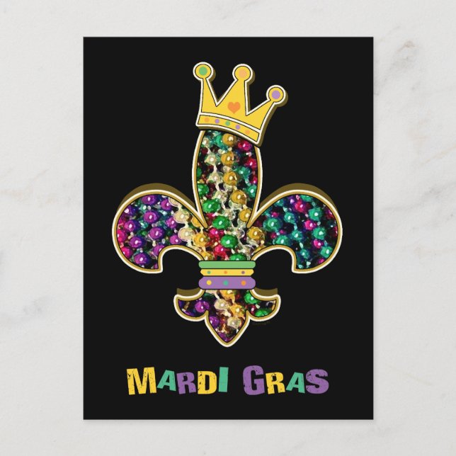 Mardi Gras Fleur Celebrate Postcard (Front)