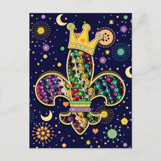Mardi Gras Fleur Celebrate Postcard (Front)