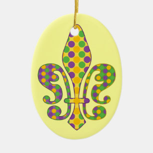 Mardi Gras Fleur de dots Ceramic Ornament