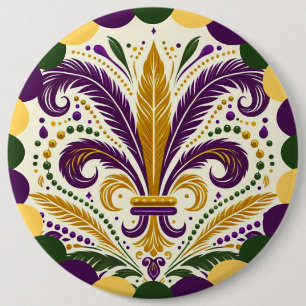 Mardi Gras fleur-de-lis  6 Inch Round Button