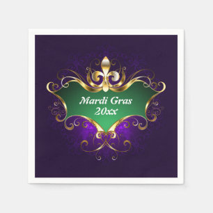 Mardi Gras Fleur-de-lis Add Year Napkin