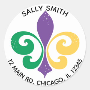 Mardi Gras Fleur De Lis Address label