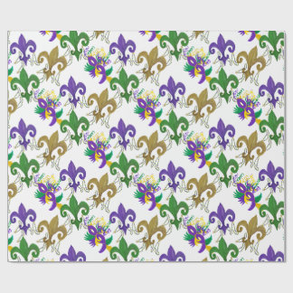 Mardi Gras fleur de lis and masks Wrapping Paper