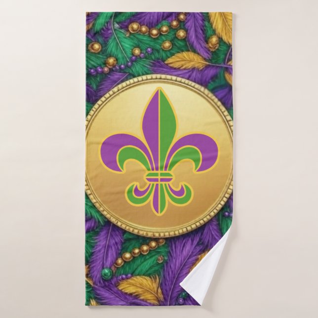Mardi Gras Fleur de lis Bath Towel (Bath Towel)