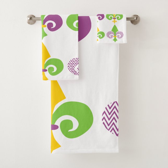 Mardi Gras Fleur de Lis Bath Towel Set (Insitu)
