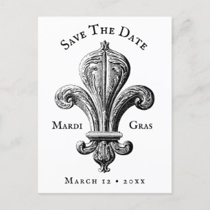 Mardi Gras Fleur de Lis Black and White Postcard