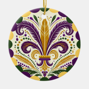 Mardi Gras Fleur de Lis  Ceramic Ornament