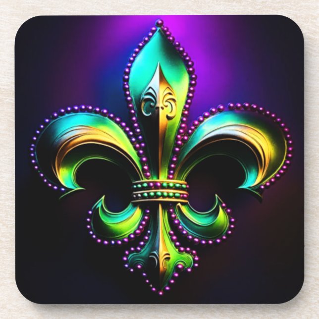 Mardi Gras Fleur De Lis  Coaster (Front)