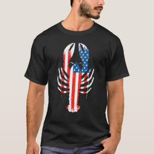 Mardi Gras  Fleur De Lis Crawfish  American Flag T-Shirt