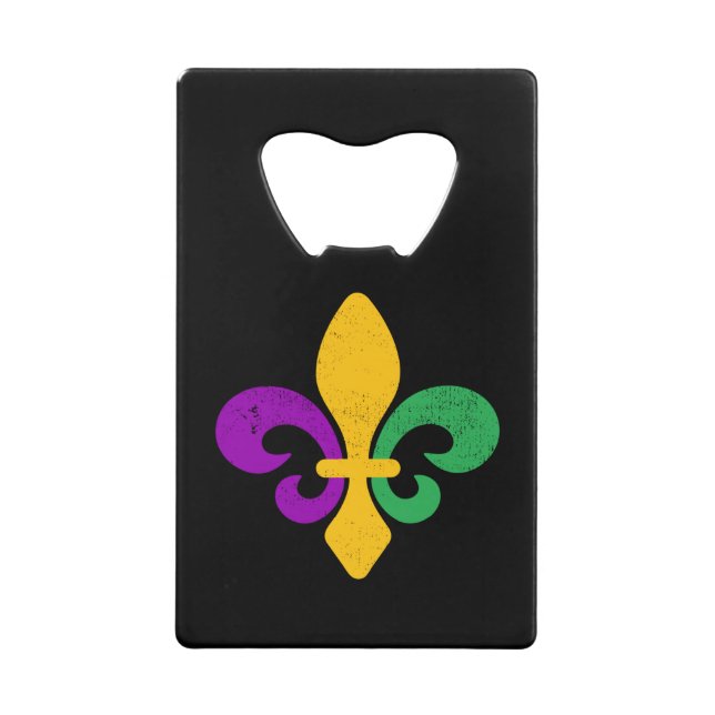 Mardi Gras Fleur De Lis Credit Card Bottle Opener (Front)