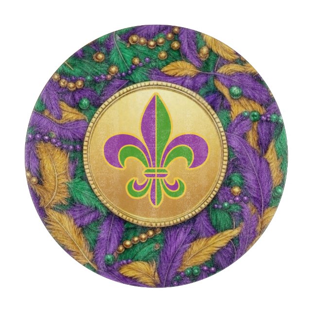 Mardi Gras Fleur de lis Cutting Board (Front)