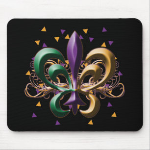 Mardi Gras Fleur de Lis Design Mouse Pad