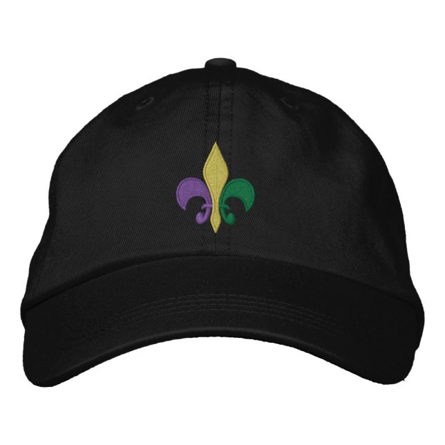 Mardi Gras ~ Fleur De Lis Embroidered Hat (Front)