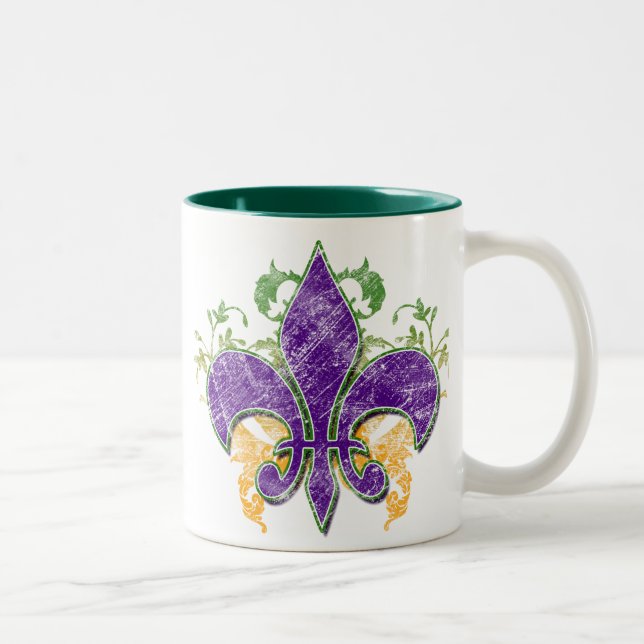 Mardi Gras Fleur-de-Lis Grunge Mug (Right)