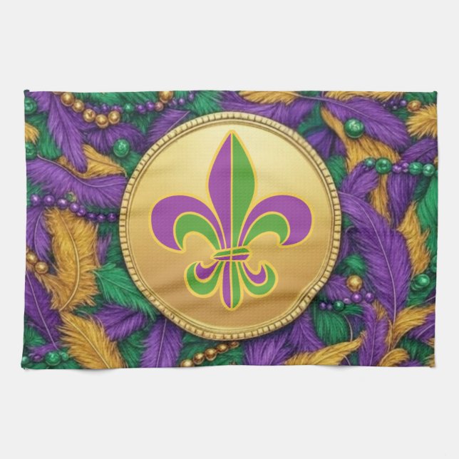 Mardi Gras Fleur de lis Kitchen Towel (Horizontal)