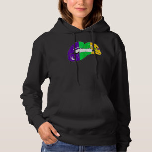 Mardi Gras Fleur De Lis Lips Youth Mardi Gras Stri Hoodie