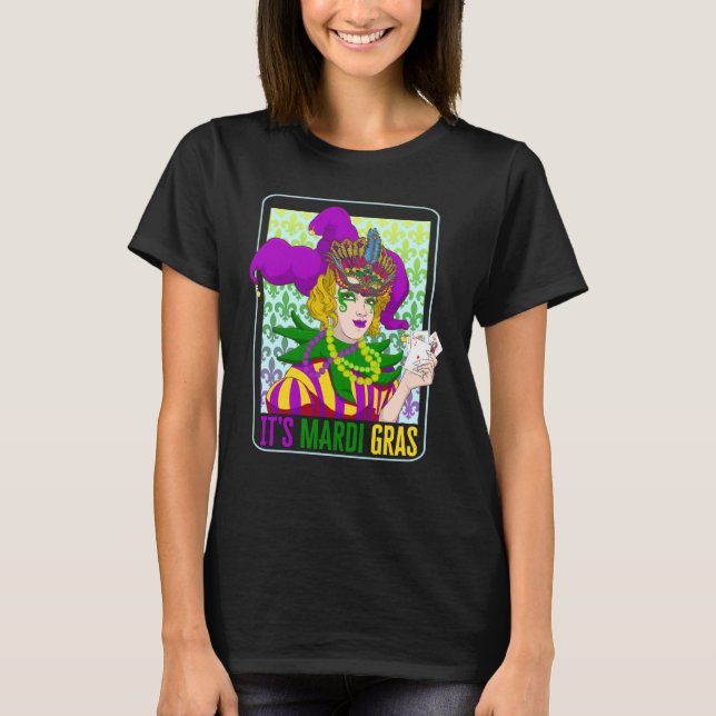 Mardi Gras Fleur De Lis Mardi Gras Carnival Jester T-Shirt (Front)