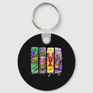 Mardi Gras Fleur De Lis Mask King Cake Crawfish Lo Keychain
