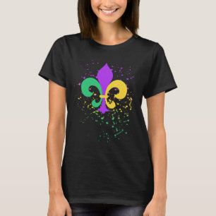 Mardi Gras Fleur De Lis Paint Splatter Nola  T-Shirt
