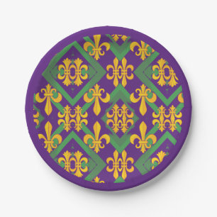 Mardi Gras Fleur de lis Paper Plate
